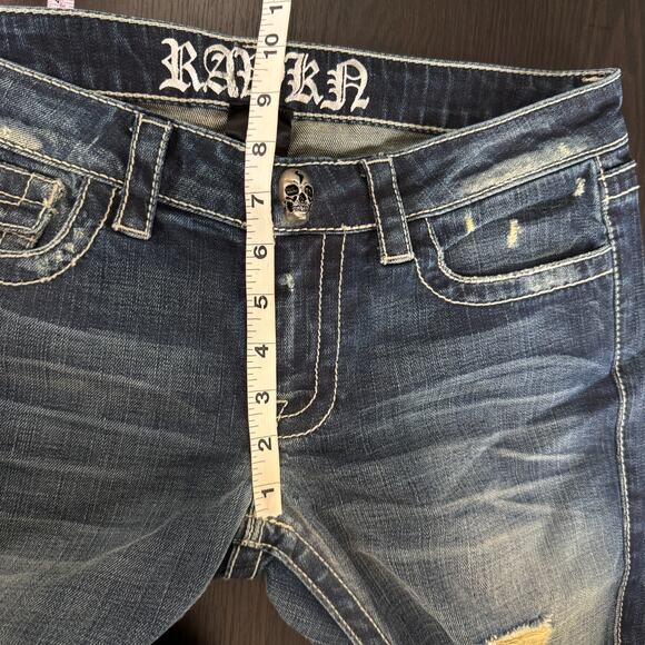 Rawkn Y2K Jeans Womens 29 Skull Studded Low Rise Skater Key Closet Vintage NEW - Picture 12 of 14